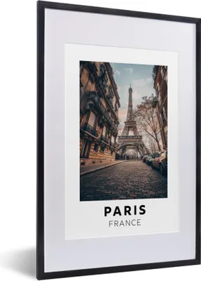 Produktbild von MuchoWow® Gerahmtes Poster Frankreich - Paris - Eiffelturm 40x60 cm - Poster mit Schwarzem Bilderrahmen Wandposter Rahmen Foto Bilder - Poster in Rahmen