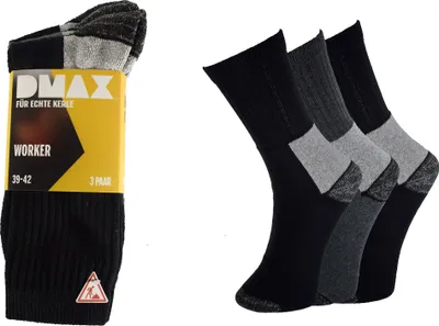 Produktbild von DMAX 12 Paar Arbeitssocken, Schwarz 39-42, Socken für echte Kerle