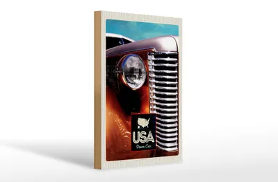 Produktbild von Holzschild Reise 20x30cm USA Amerika Auto braun Oldtimer
