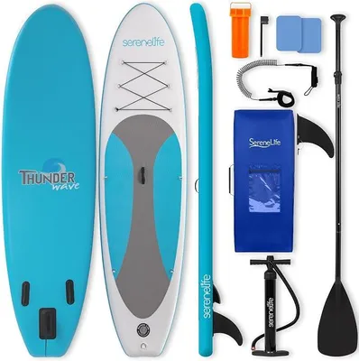 Image de Kit de planche de stand-up paddle (SUP), ensemble complet d'accessoires, planche de stand-up paddle pour enfants et adultes, planche de surf et sac de transport, ensemble de pagaies antidérapantes avec pompe, planche de paddle gonflable