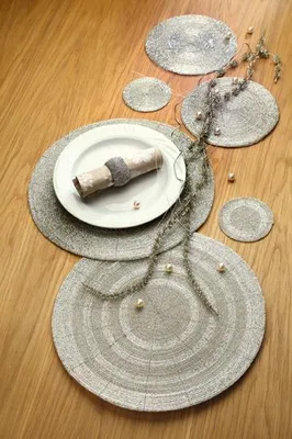 Zdjęcie produktu dla Gilde Glas Platzset Glasperlen silber cm cm cm Ø = 35 cm