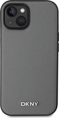 Immagine prodotto di DKNY, Custodia protettiva MagSafe Logo in metallo argento per Apple iPhone 14, grigio