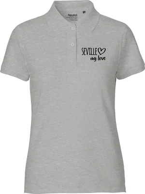 Produktbild von Huuraa Damen Polo Shirt Seville my love M Sport Grey Bio Baumwolle Fairtrade Poloshirt Geschenkidee