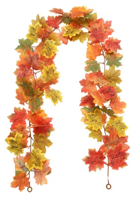 Produktbild von Künstliche Ahornblattgirlande (100/175 cm), UV-beständig, für Herbst, Halloween, Erntedankfest, Kaminsims, Veranda, Innen- und Außendekoration