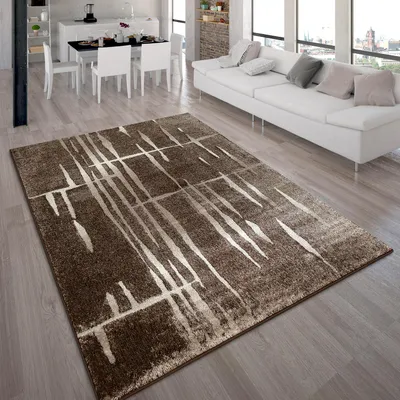 Immagine prodotto di Tappeto di design moderno a pelo corto marrone beige crema screziato Dimensioni 60x100 cm