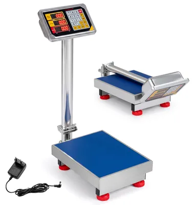Image de Plateforme de pesage numérique COSTWAY, capacité jusqu'à 150 kg, balance industrielle en acier inoxydable, pliable