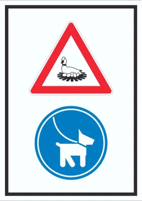 Produktbild von Achtung Brutzeit Hund bitte anleinen hochkant Symbol Schild A1 (594x841mm)