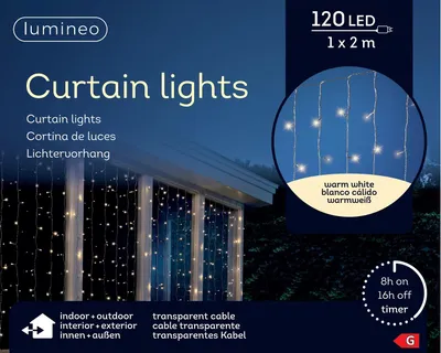Productafbeelding van Gordijnverlichting LED buiten transparant 2 meter Lumineo