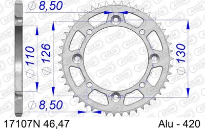 Produktbild von AFAM Aluminiumritzel hinten 17107420