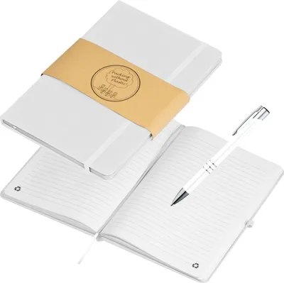 Produktbild von Notizbuch mit Kugelschreiber / PolyurethanCover / DIN A5 / 192 Seiten / Farbe: weiß