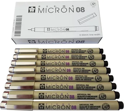 Productafbeelding van Sakura Pigma Micron Pigment fineliner - Set van 8 - Zwart - Variant 2