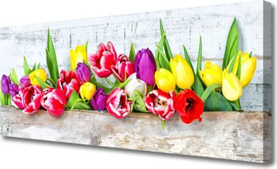 Produktbild von Tulup Leinwand-Bilder 125x50 Wandbild Canvas Kunstdruck Tulpen Pflanzen