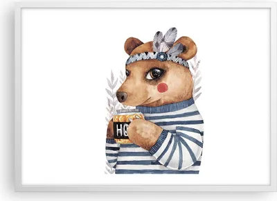 Produktbild von Gerahmtes Poster - Weißer Rahmen - Anthropomorphisierung Bär Kinder - 70x50 cm - Wand Bild - Wanddeko - Wandbilder - Kunstposter - Wandposter - Bilderrahmen - Bilder - Kunstdruck - P2WAA70x50-4367