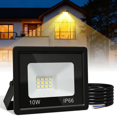 Produktbild von Vigevee LED Strahler Außen 10W, IP66 LED Fluter 120°, Warmweiß 3000K, 1m Kabel ohne Stecker, 5er Set