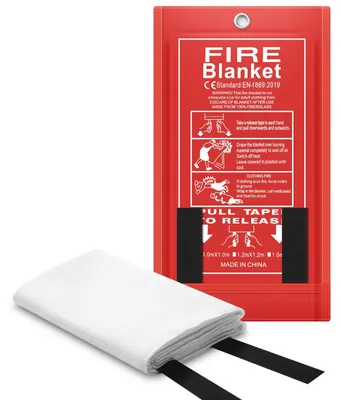 Image de Couverture ignifuge pour cuisine et camping, résistante aux flammes (180 cm x 240 cm)