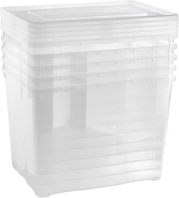 Produktbild von Famanu Aufbewahrungsboxen 5 x 20 L mit transparentem Deckel – stapelbare Boxen mit Belüftung