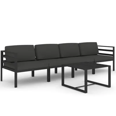 Immagine prodotto di Set da giardino 5 pezzi vidaXL con cuscini, alluminio antracite