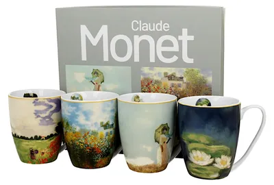 Produktbild von Duo | Kaffeetassen Set Claude Monet - 4 Stück - Blau, Grün, Weiß - Kunstvoll, Hochwertig, Geschenkidee