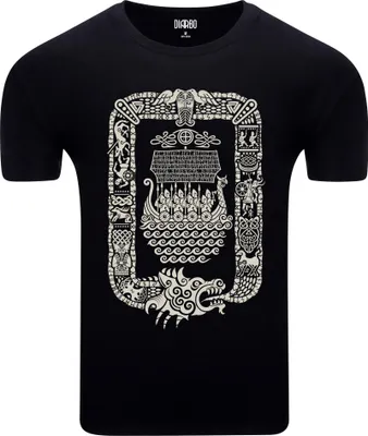 Produktbild von Diarbo Herren T-Shirt mit Wikinger Druck Drakkar Schwarz Gr.M