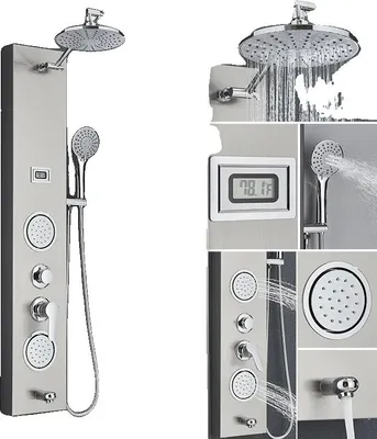 Zdjęcie produktu dla Panel prysznicowy, dysza do masażu spa, deszczownica, nikiel-F-7004