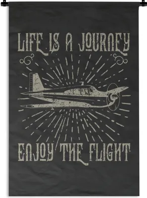 Produktbild von MuchoWow® Wandteppich Wandbehang Vintage - Flugzeug - Schwarz 60x90 cm Tapisserie Dekoration Wandtuch - Foto-Teppich - Abwaschbar