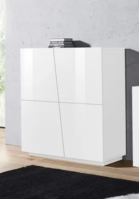 Image de Highboard >Viterbo< in Weiß-Hochglanz - 120x126x43cm (BxHxT)