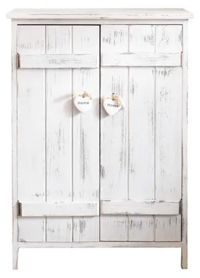 Produktbild von Nachttisch - Aufbewahrungsbox - Schrank - Beistelltisch - Kommode - Shabby Chic, weiß - 2 Türen - 3 Einlegeböden