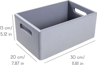 Produktbild von Creative Deco Graue Holzkiste Obstkiste Korb - 30x20x13cm (+/-1cm) - mit Griffen