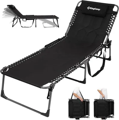 Imagen del producto de Silecomplaza, tumbona acolchada plegable, con 5 posiciones de ajuste, capacidad de hasta 200 kg, color