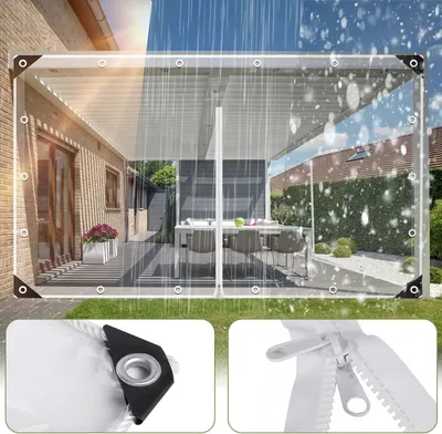 Zdjęcie produktu dla Plandeka, wodoodporna, zamek błyskawiczny, przezroczysta, H2 x L25m