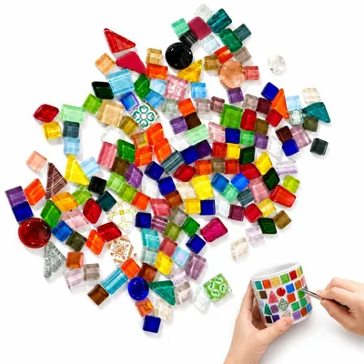 Mosaiksteine aus Kristallglas, bunt, gemischt, 200 g