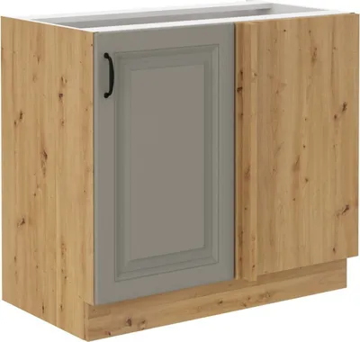 Obrázek produktu pro Prodloužená rohová skříňka SOPHIA - šířka 105 cm, světle šedá / dub artisan