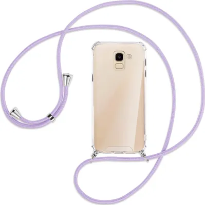 Produktbild von Handykette Backcover-Schutzhülle mit Band (Metall silberfarben) für Samsung Galaxy J6 2018 - violett
