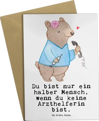 Produktbild von Mr. & Mrs. Panda Glückwunschkarte Arzthelferin Herz - Weiß - Geschenk, Medizinische Fachangestellte, Beruf, Ausbildung, weihnachtskarten, osterkarten, genesungskarte, MFA