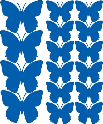Produktbild von Wandaufkleber Schmetterlinge, 32 Stück, blau matt