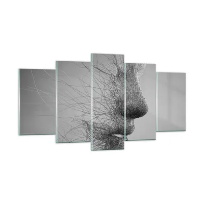 Produktbild von Bilder auf glas - 5 Teile - Gesicht Grafiken Fäden - 160x85cm - Glasbilder - Wandbilder - Bilder - zum Aufhängen bereit - Wanddekoration aus Glas - Glas Bilder - Wandbild auf Glas - GEA160x85-4324