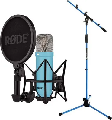 Produktbild von Rode NT1 Signature Blue Blau Mikrofon mit Stativ in Blau
