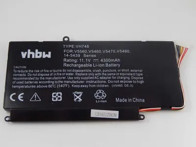 Produktbild von vhbw Akku kompatibel mit Dell Vostro V5470, V5460, V5560, V5480, 5470, 5460, 5560, 5480 Notebook (4300 mAh, 11,1 V, Li-Ion)