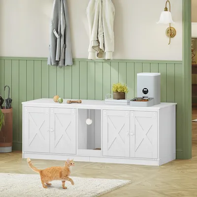 Productafbeelding van Kattenhuis - Kattenmeubel - Kattenkast - Kattenbakmeubel - Verstopte kattenbak - 140 cm Groot