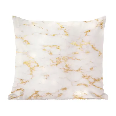 Produktbild von MuchoWow® Zierkissen Sofakissen Wohnzimmer Dekokissen 50x50 cm Marmor - Weiß - Gold - Komfort - Sofakissen