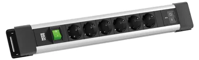 Image de BACHMANN CONNECTUS 6xCEE7/3, 1 interrupteur, 1 port USB-C/C 45 W, L = 2,0 m, CEE7/7, gris