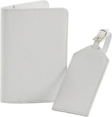 Immagine prodotto di Bagbase - Set copri passaporto e etichetta bagaglio unisex "Boutique" PC3782 (Taglia unica) (Grigio morbido)