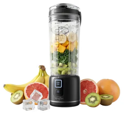Tragbarer Mixer 500 ml, USB-wiederaufladbar, 2 Modi, 6 Klingen, schwarz