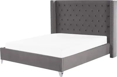 Obrázek produktu pro BELIANI Postel šedá sametové čalounění 180 x 200 cm prošívané čelo elegantní glamour styl