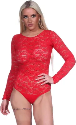 Obrázok produktu pre Dámske y telo čipky tylu Red/M/38