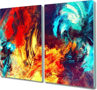 Produktbild von Coloray Herdabdeckplatte 2x30x52 cm Schneidebrett Kochplattenabdeckung Küchenbrett Hackbrett - wir Fantasie