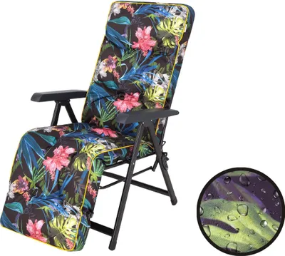 Produktbild von Bjird Liegenauflage Auflage für Gartenstuhl mit Fußstütze, Auflage für Gartenliege Liegestuhl mit mit Bindebänder und Gummi-Befestigungsbänder - 160 x 50 cm, Bunte Blätter