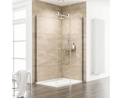 Produktbild von Duschtür mit Seitenwand mit Gleittür/Schiebetür SCHULTE MasterClass ExpressPlus 90 x 120 cm Profil chrom Klarglas schmut