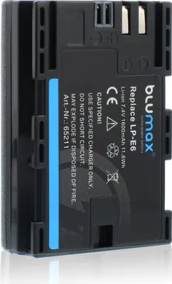 Produktbild von Blumax Akku passend für Canon LP-E6  EOS R R5 R6 5DS 90D  LP-E6N 1600 mAh (7,4V)