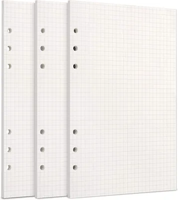 Image de Papier quadrillé, lot de 3 recharges A5 – 135 feuilles pour carnets et journaux